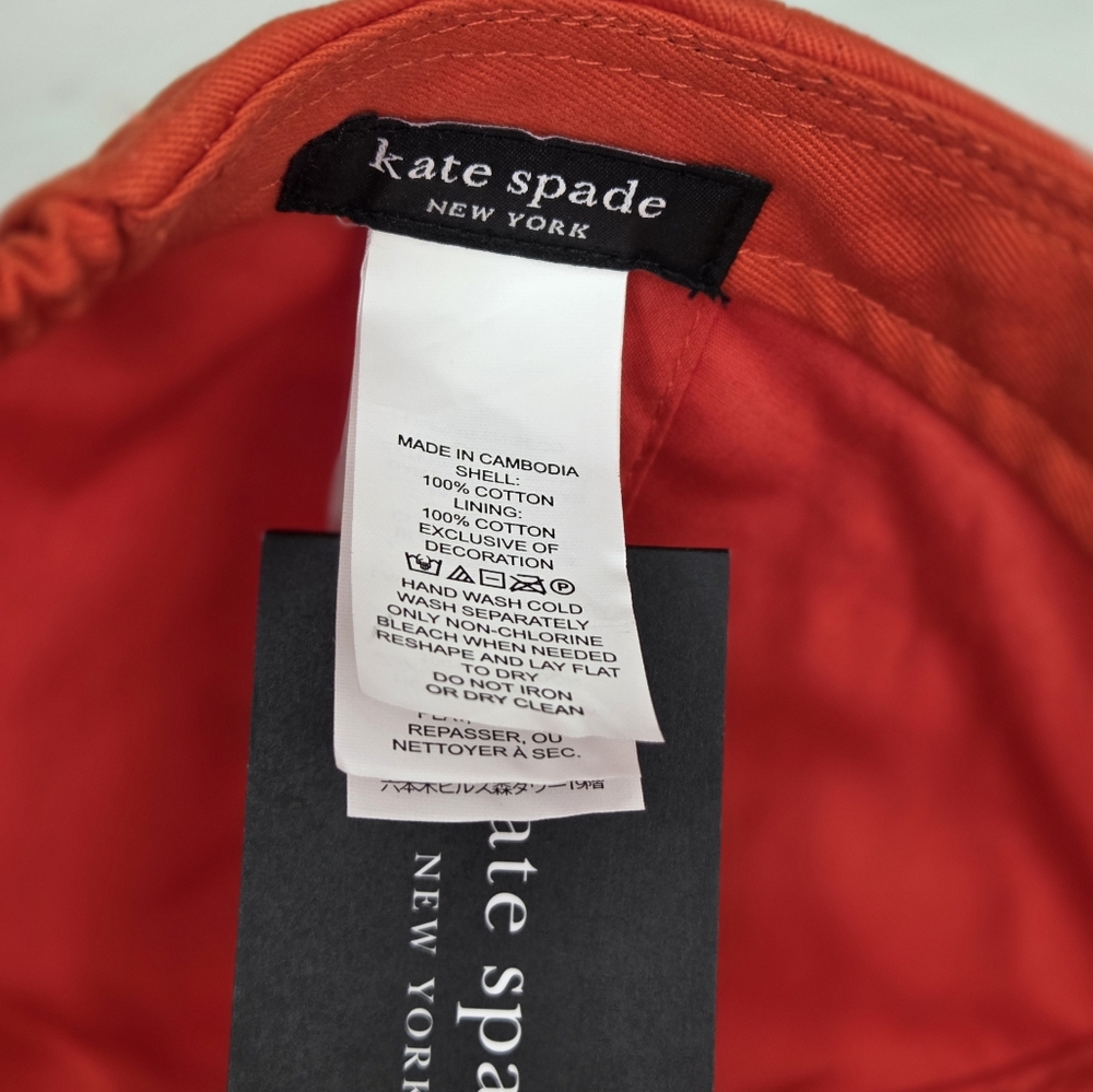 NWT Kate Spade OS Orange Hat/Cap 100% Cotton - Picture 8 of 10